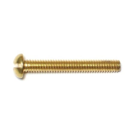 Midwest Fastener #8-32 x 1-1/4 in Slotted Round Machine Screw, Plain Brass, 24 PK 61775